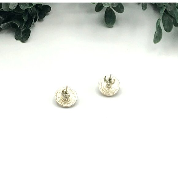 Silver -Tone Round Crystal Rhinestone Stud Earrings - Picture 5 of 5